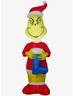Decor Grinch With Blue Stocking Small Airblown