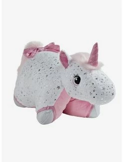 Bedroom Glittery White Unicorn Pillow Pets Plush Toy