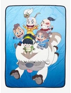 Bedroom Avatar: The Last Airbender Flying With Chibi Gaang Throw - BoxLunch Exclusive