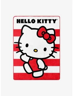 Bedroom Hello Kitty Waving Stripes Silk Touch Throw