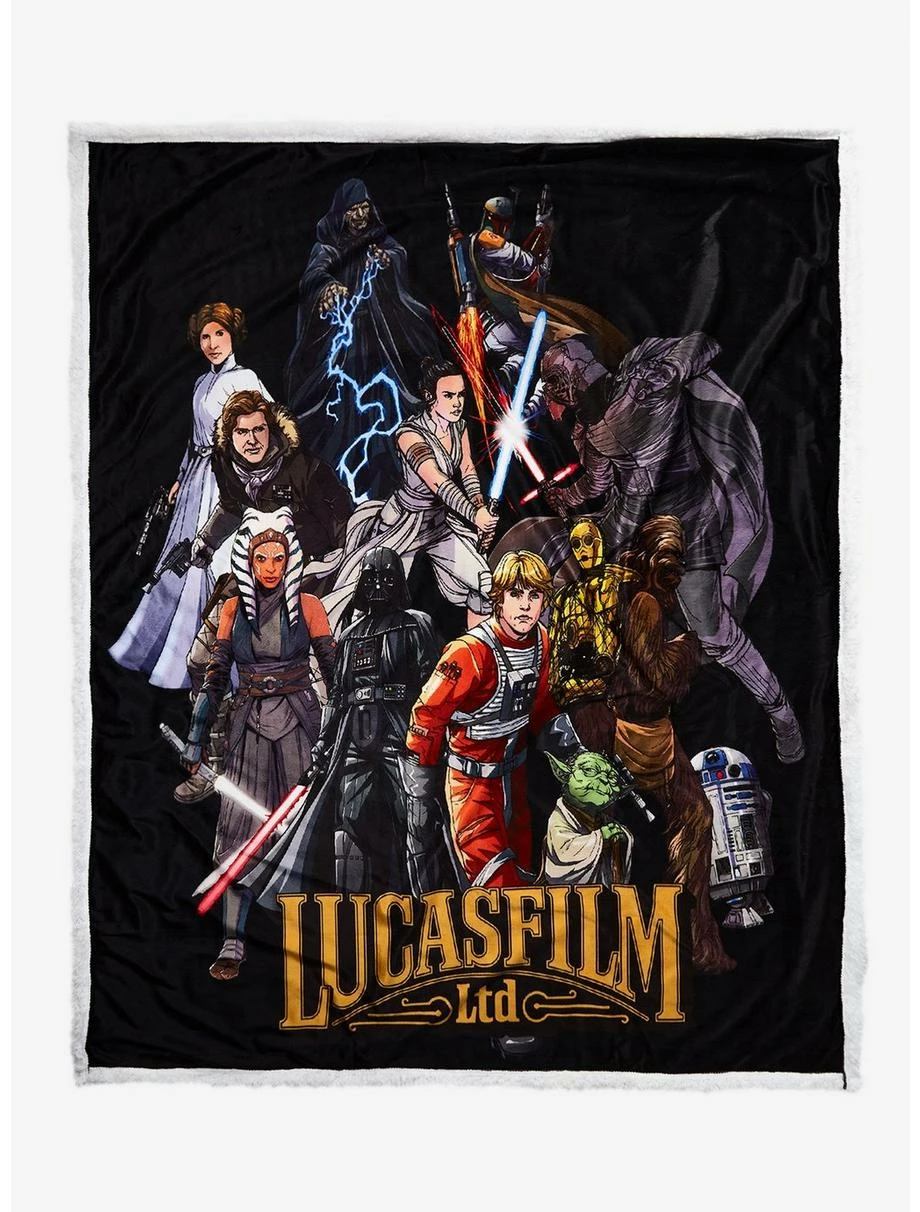Bedroom Star Wars Lucasfilm Logo & Characters Sherpa Throw - BoxLunch Exclusive 1 Bedroom Star Wars Lucasfilm Logo & Characters Sherpa Throw - BoxLunch Exclusive