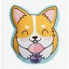 Bedroom Corgi With Boba 14 Inch Plush Pillow
